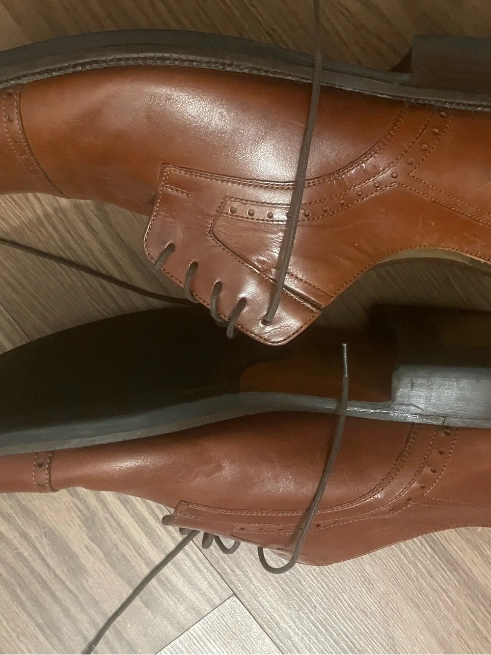 Johnston & Murphy Tan/Brown Leather Cap-Toe Derby Oxfords